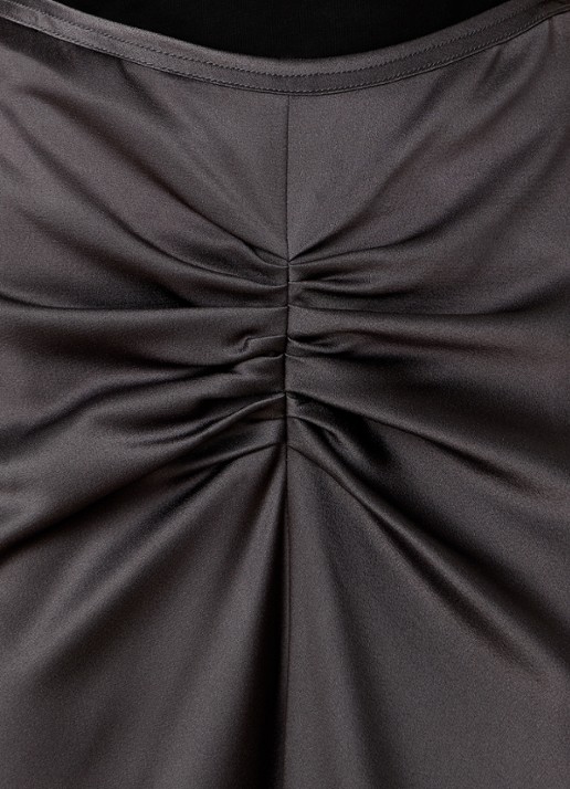 Victoria Beckham Bela midi rok van satijn met ruches - detail 3 antraciet