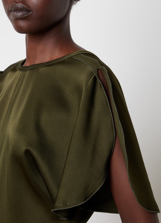 Victoria Beckham Bela top van satijn - detail 2 mosgroen