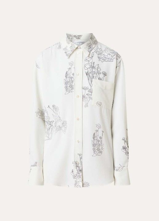 Victoria Beckham Blouse met bloemenprint  - voorkant gebroken wit