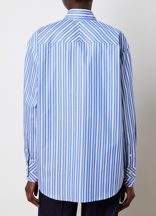 Victoria Beckham Blouse met streepprint en borstzak - achterkant 5 blauw