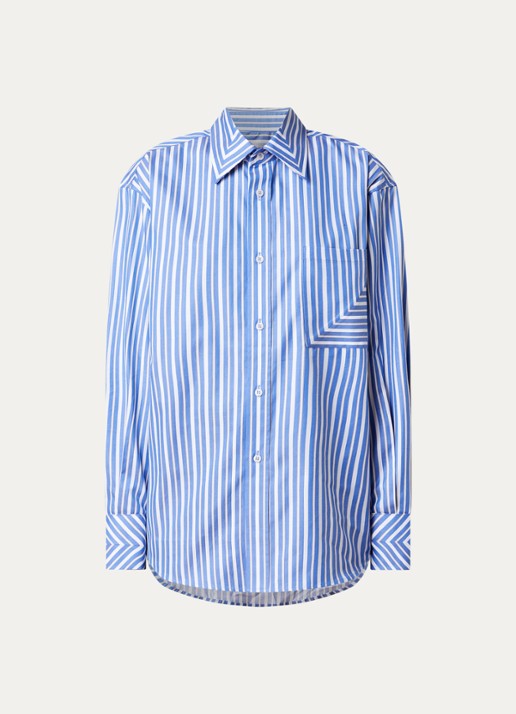 Victoria Beckham Blouse met streepprint en borstzak - voorkant 3 blauw
