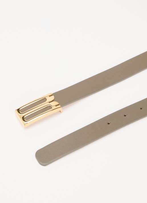 Victoria Beckham Dorian Frame riem van leer  - detail olijfgroen