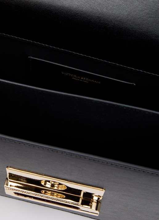 Victoria Beckham Dorian handtas van kalfsleer met afneembare schouderriem  - detail zwart
