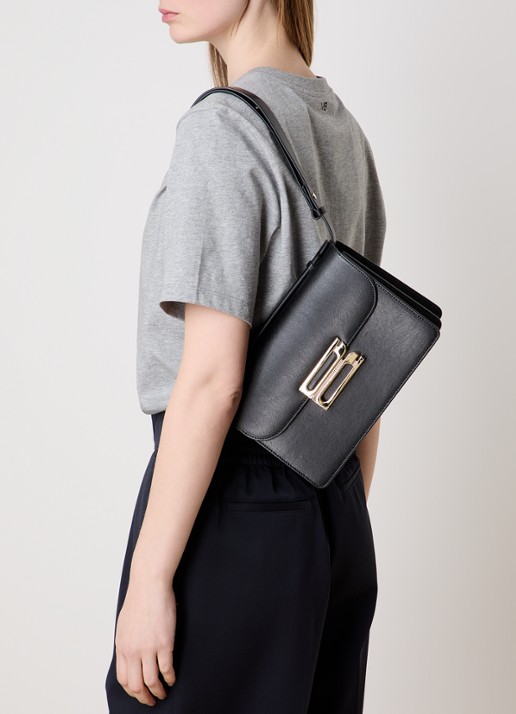 Victoria Beckham Dorian handtas van kalfsleer met afneembare schouderriem  - voorkant 7 zwart