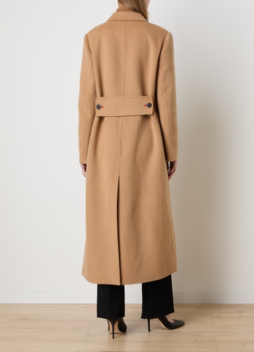 Victoria Beckham Double-breasted mantel in kasjmierblend en klepzakken - achterkant camel