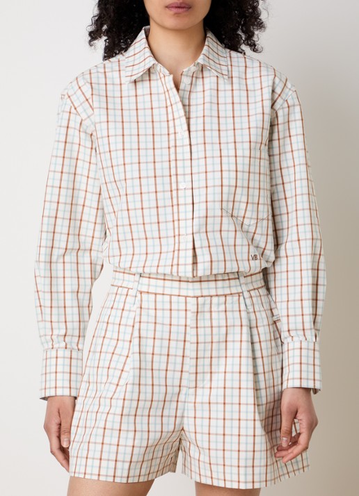 Victoria Beckham Ellys blouse met ruitdessin en borstzak