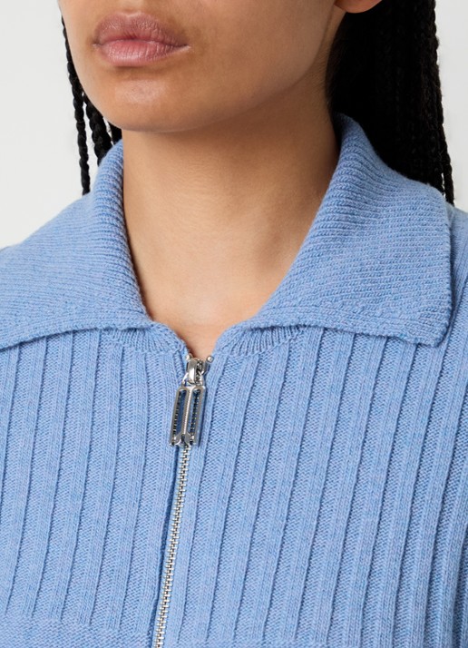 Victoria Beckham Fijngebreid vest in kasjmierblend - detail 3 blauwgrijs