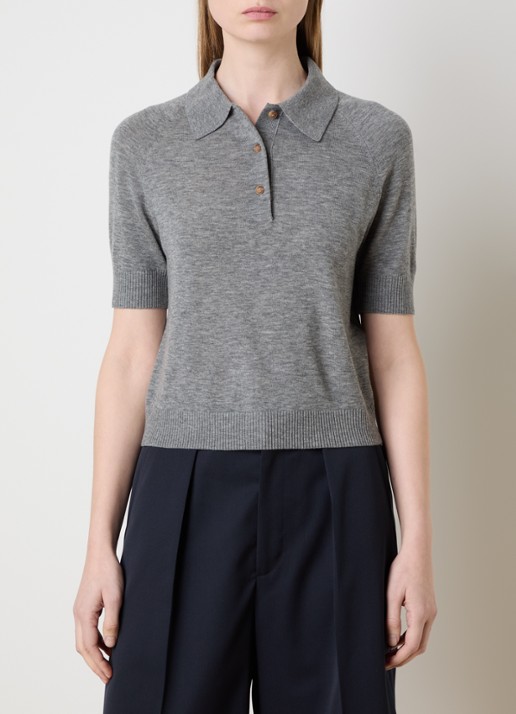 Victoria Beckham Fijngebreide top van wol met polokraag