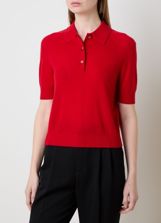 Victoria Beckham Fijngebreide top van wol met polokraag