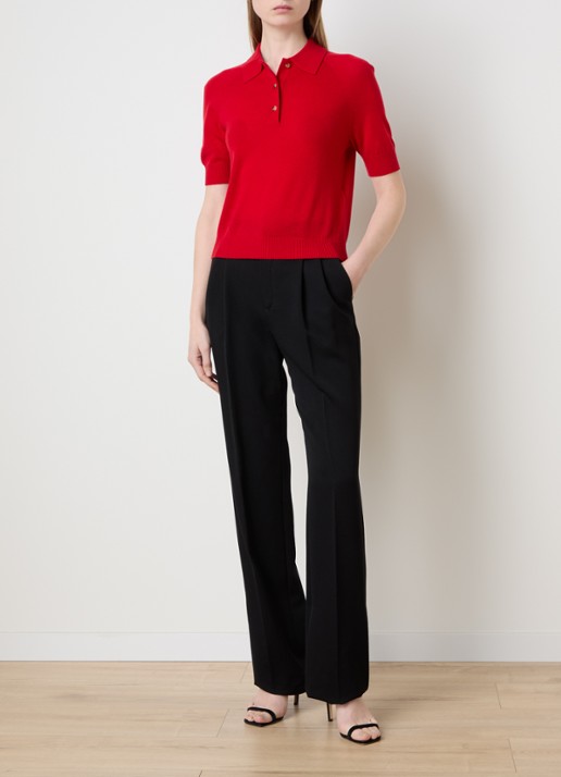 Victoria Beckham Fijngebreide top van wol met polokraag - voorkant 5 rood