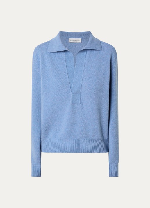 Victoria Beckham Fijngebreide trui in kasjmierblend  - voorkant 2 blauw