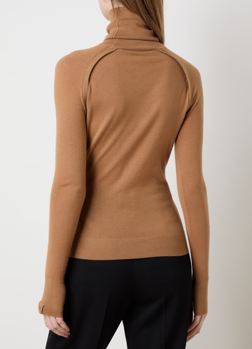 Victoria Beckham Fijngebreide trui van wol met col - achterkant camel