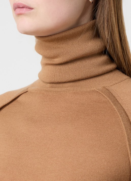 Victoria Beckham Fijngebreide trui van wol met col - detail 3 camel