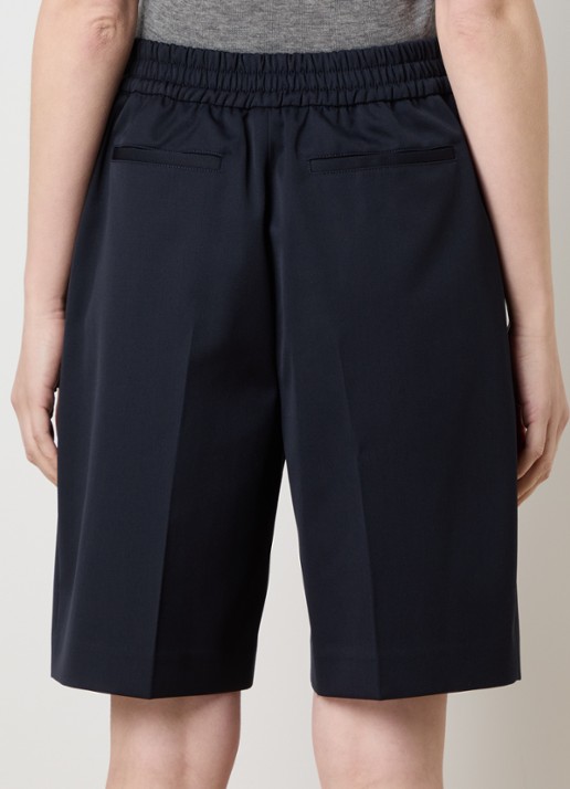 Victoria Beckham High waist loose fit korte pantalon in wolblend met steekzakken - achterkant 3 donkerblauw