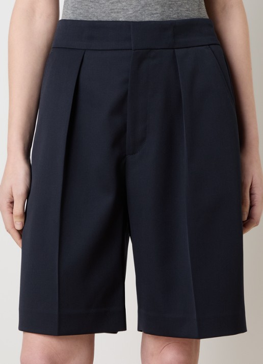 Victoria Beckham High waist loose fit korte pantalon in wolblend met steekzakken
