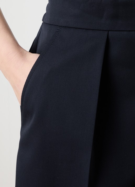 Victoria Beckham High waist loose fit korte pantalon in wolblend met steekzakken - detail 5 donkerblauw