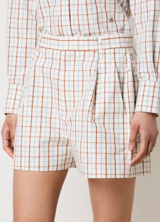 Victoria Beckham High waist straight fit korte broek met ruitdessin
