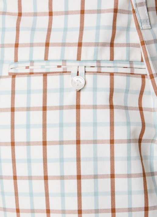 Victoria Beckham High waist straight fit korte broek met ruitdessin - detail 4 gebroken wit