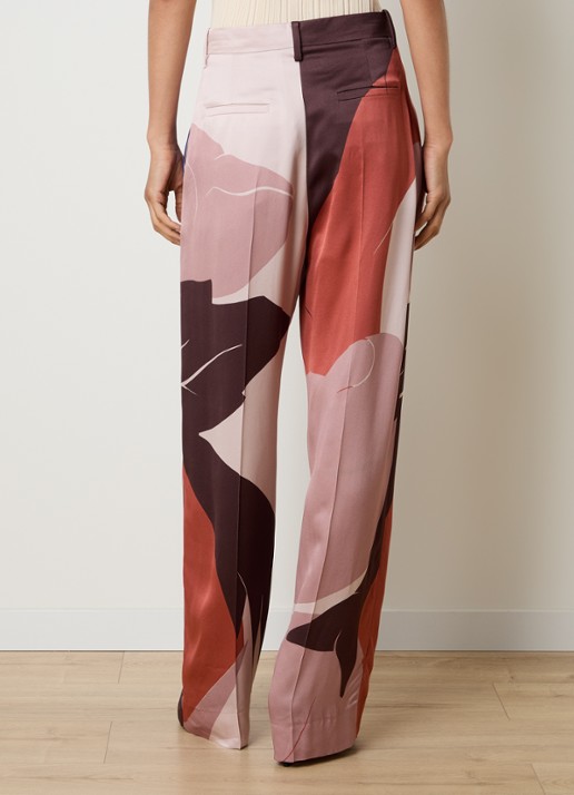 Victoria Beckham High waist wide fit broek met print - achterkant 5 oudroze