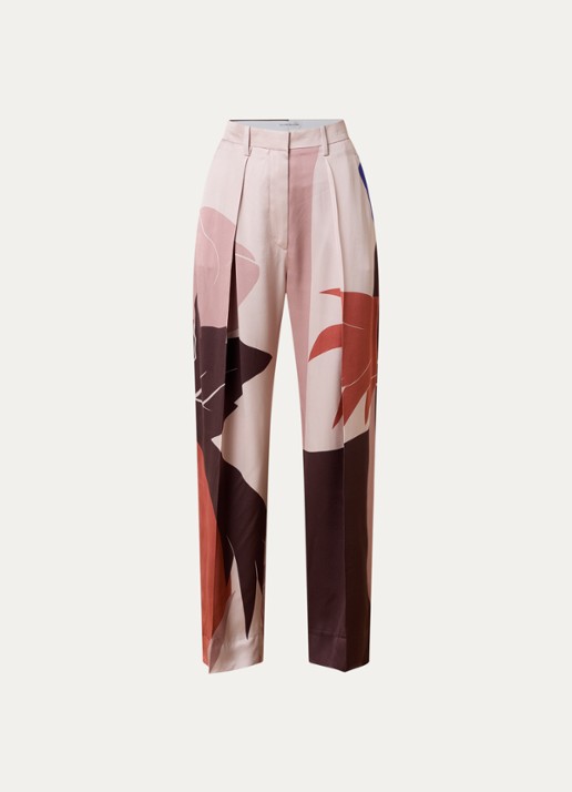Victoria Beckham High waist wide fit broek met print - voorkant oudroze