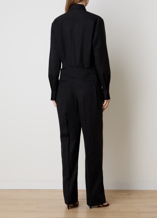 Victoria Beckham Loose fit jumpsuit van scheerwol - achterkant 5 donkergrijs