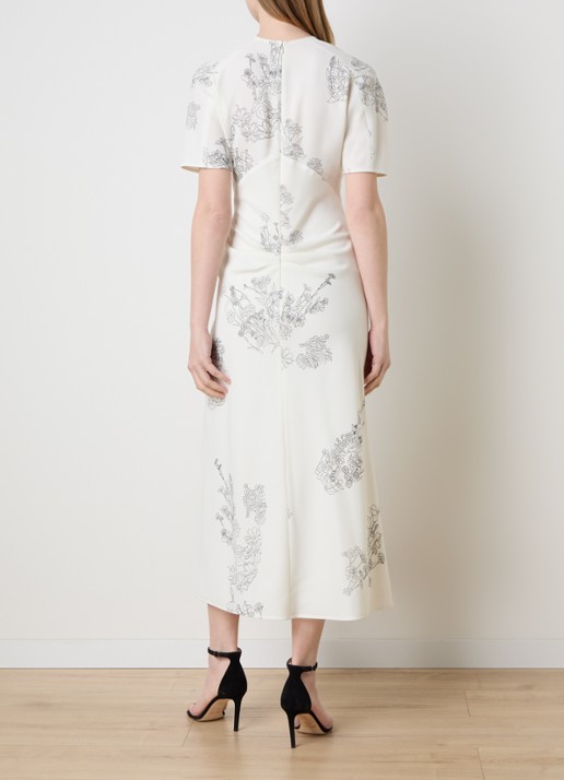 Victoria Beckham Maxi jurk met bloemenprint en V-hals - achterkant gebroken wit