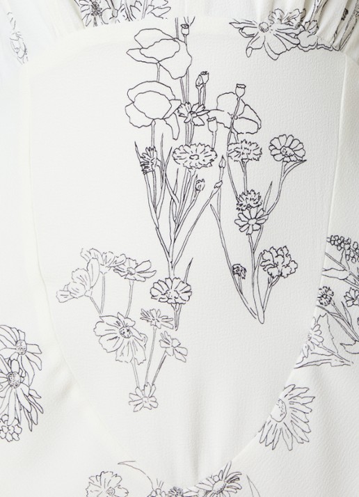 Victoria Beckham Maxi jurk met bloemenprint en V-hals - detail 3 gebroken wit