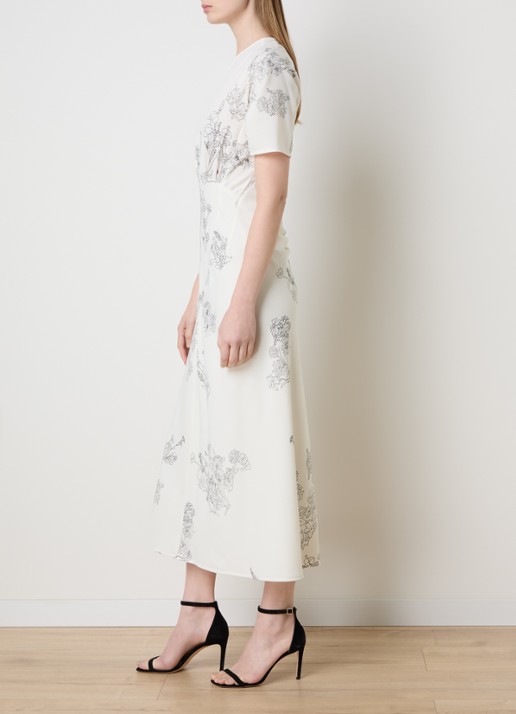 Victoria Beckham Maxi jurk met bloemenprint en V-hals - voorkant 5 gebroken wit