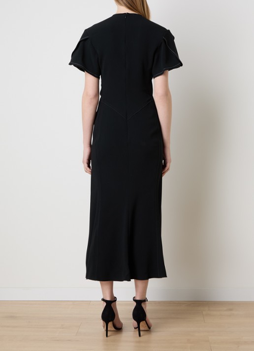 Victoria Beckham Maxi kokerjurk met V-hals - achterkant 5 zwart