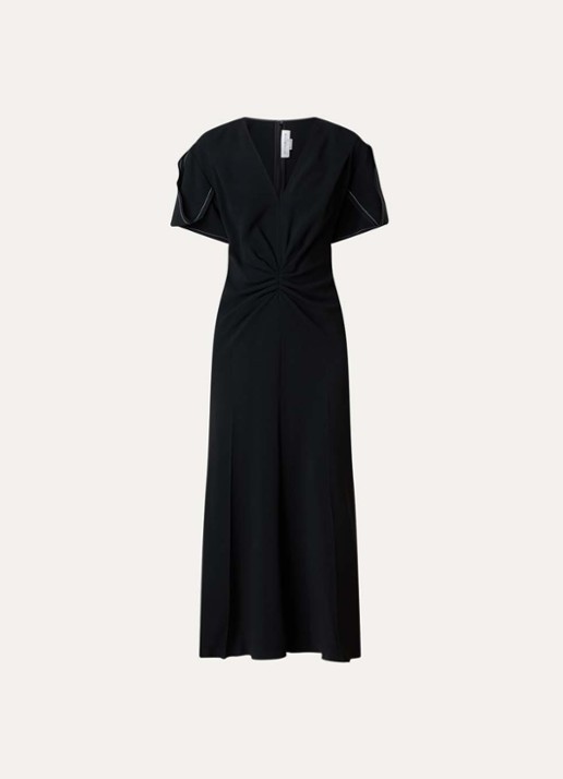 Victoria Beckham Maxi kokerjurk met V-hals - voorkant zwart