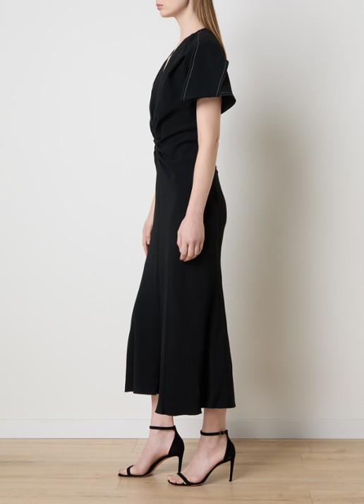 Victoria Beckham Maxi kokerjurk met V-hals - voorkant 2 zwart