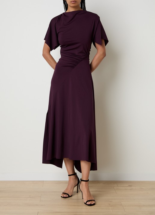 Victoria Beckham Midi jurk met asymmetrische zoom en ruches