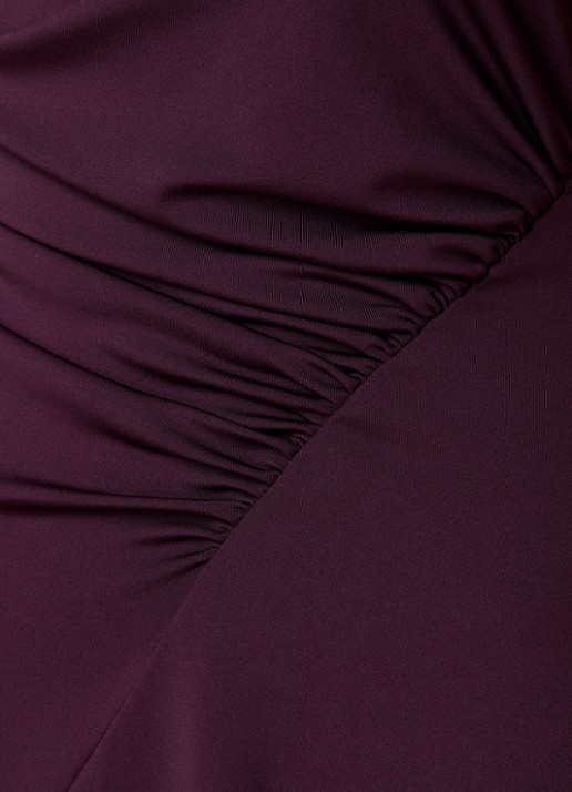 Victoria Beckham Midi jurk met asymmetrische zoom en ruches - detail 4 aubergine