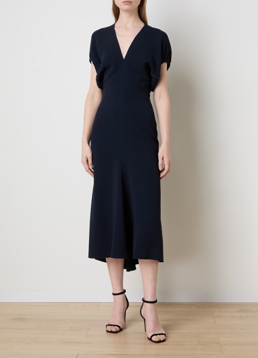 Victoria Beckham Midi jurk met V-hals en vleermuismouwen