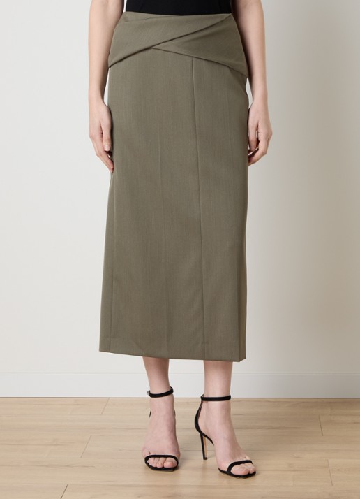 Victoria Beckham Midi rok in wolblend met ceintuur