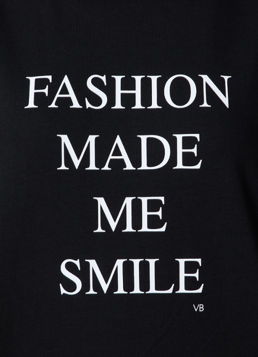 Victoria Beckham Slogan T-shirt met ronde hals - detail 5 zwart