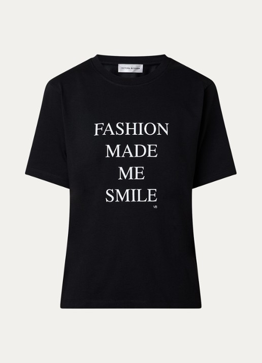 Victoria Beckham Slogan T-shirt met ronde hals - voorkant 2 zwart