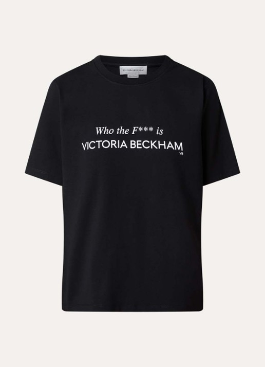 Victoria Beckham T-shirt met print - voorkant zwart
