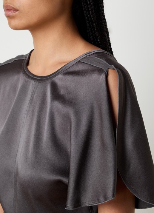 Victoria Beckham Top van satijn met ronde hals - detail 5 donkergrijs