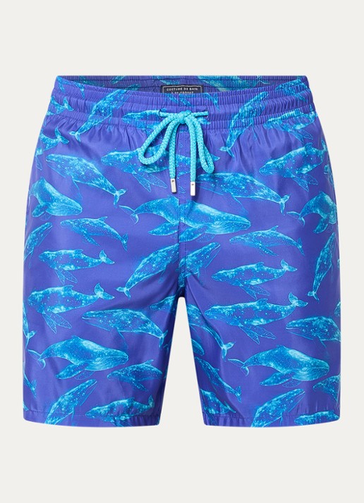 Vilebrequin Mahina zwemshorts met logo en trekkoord - voorkant kobaltblauw
