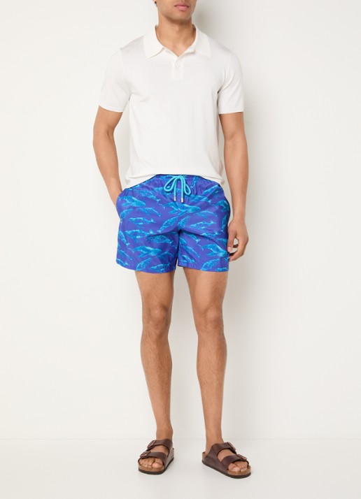 Vilebrequin Mahina zwemshorts met logo en trekkoord - voorkant 2 kobaltblauw