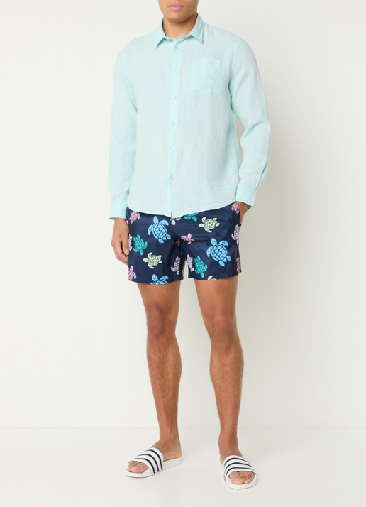 Vilebrequin Mahina zwemshorts met print  - voorkant 4 donkerblauw