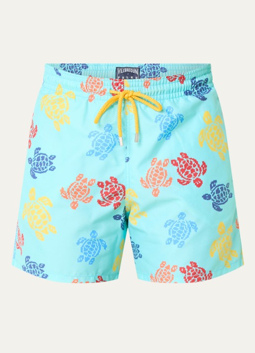 Vilebrequin Moorea zwemshorts met print en steekzakken - voorkant 2 aquablauw