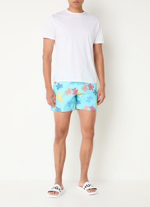 Vilebrequin Moorea zwemshorts met print en steekzakken - voorkant 3 aquablauw