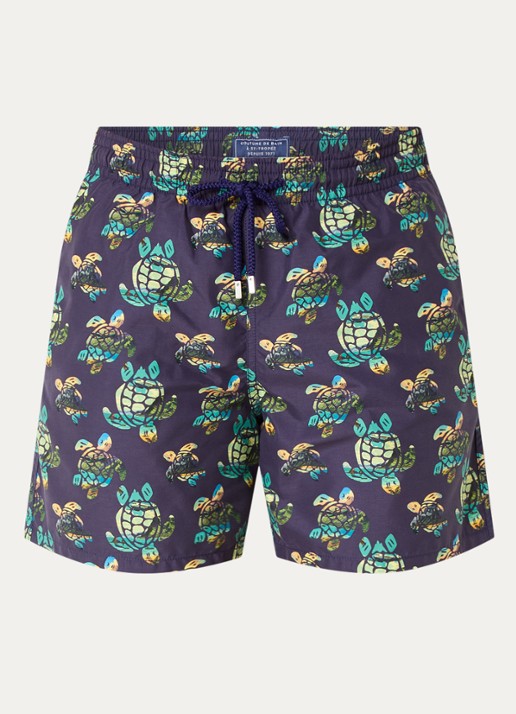 Vilebrequin Moorea zwemshorts met print en steekzakken - voorkant 2 donkerblauw