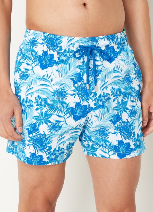 Vilebrequin Moorise zwemshorts met bloemenprint en steekzakken - detail 4 blauw