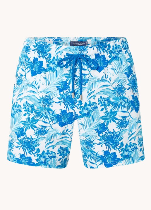 Vilebrequin Moorise zwemshorts met bloemenprint en steekzakken - voorkant 2 blauw