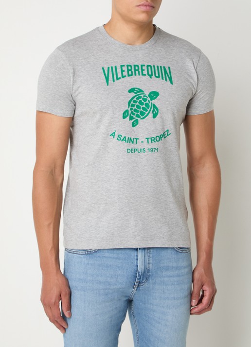 Vilebrequin Portisol T-shirt met gemêleerd dessin en logoprint - detail 4 grijsmele