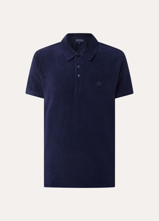 Vilebrequin Regular fit polo van badstof met logo - voorkant 3 donkerblauw