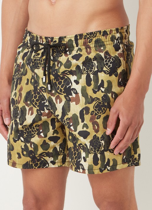 Vilebrequin Zwemshorts met camouflage print - detail bronsgroen
